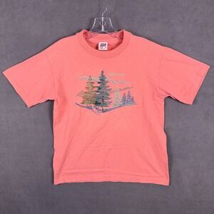Vintage Montana Shirt Mens M  Trees Graphic Coral Pink Single Stitch USA Read!